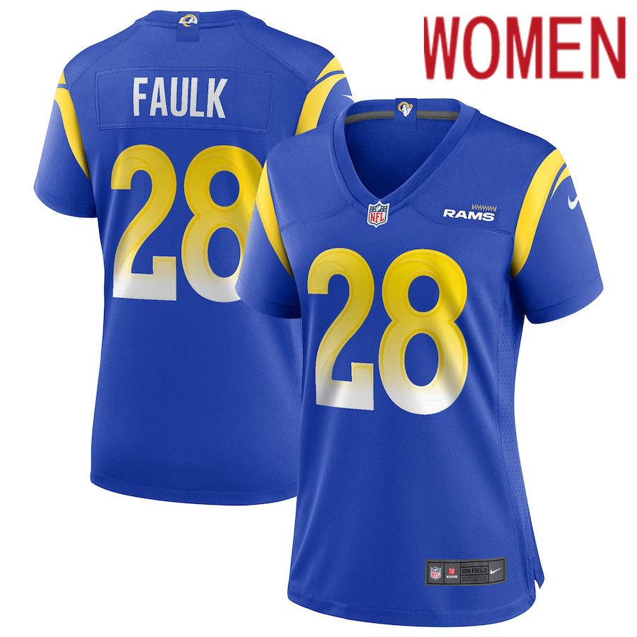 Women Los Angeles Rams 28 Marshall Faulk Nike Royal Game Retired Player NFL Jersey